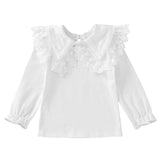 Baby Girls Long Sleeve T-shirt Collar Cotton Lace Top