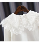 Baby Girls Long Sleeve T-shirt Collar Cotton Lace Top