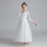 Kid Girl Princess Yarn Long-sleeve Western Performance Autumn Dresses