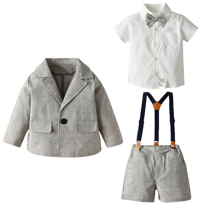 Kid Baby Boy Strap Shorts 3 Pcs Set Suits