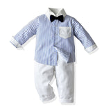 Striped Long-sleeved Boys Suspenders 2 Pcs Set Suits