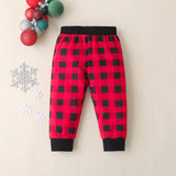 Autumn New Baby Suit Christmas Moose Red Grid Long-sleeved 3 Pcs