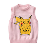 Kid Baby Boy Knit Vest Cartoon Round Neck Jacquard Sweater Pullover