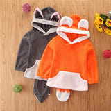 6M-4Y Baby Boy Girl Plus Velvet Cute Fox Pullover Plush Coats Top