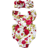 Cute Infant Baby Girls Floral Romper 2 Pcs Set