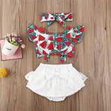 Baby Girls Summer Watermelon Tops White Shorts 3 Pcs Sets