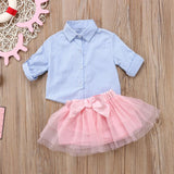 Kid Baby Gilrs Stripe Long Sleeve Lace 2Pcs Outfit Sets