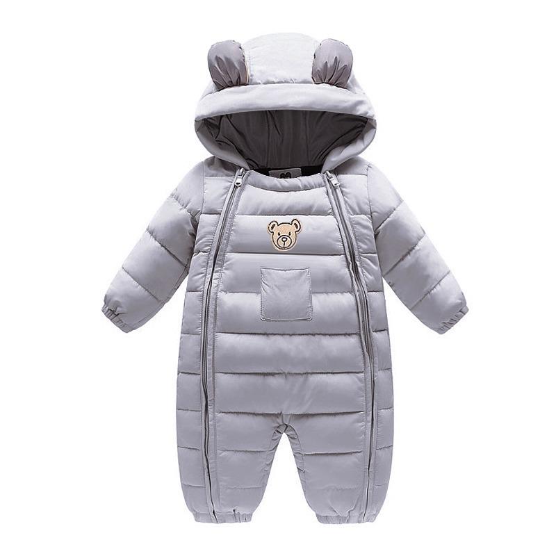 Baby Boy Girl Cartoon Bear Romper Double Zipper Snowsuit