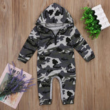 Baby Boy Girl Long Sleeve Camouflage Zip-Up Jumpsuit Romper