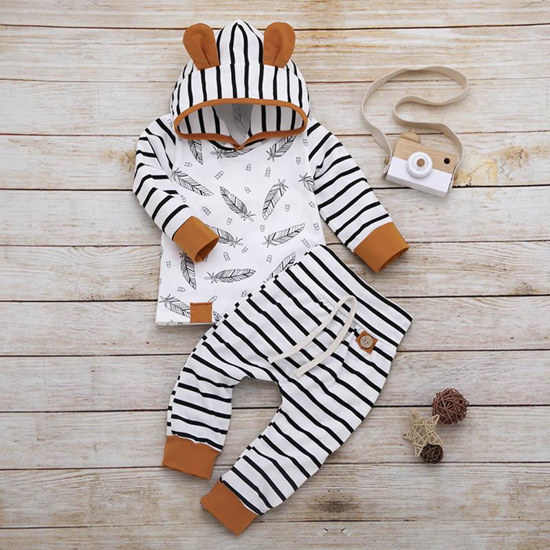 Baby Boy Girl Striped Drawstring Cute 2 Pcs Sets
