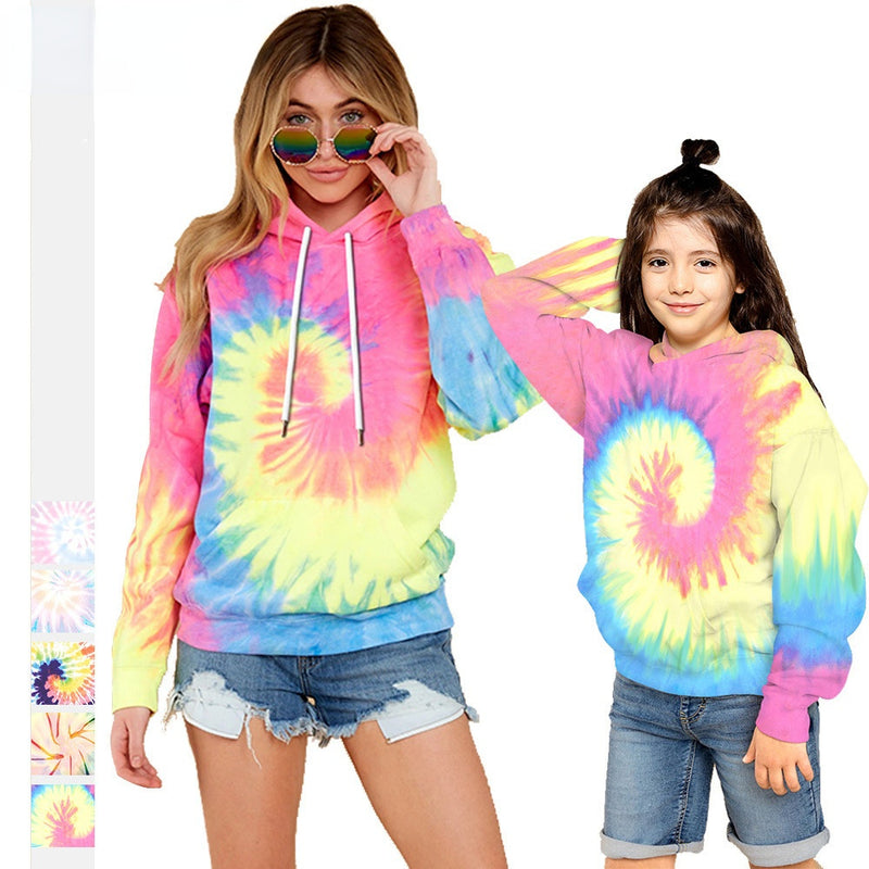 Family Matching Parent-child Autumn Tie-dye Print Hoodies