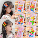 Baby Girl Cute Acrylic Cartoon Flower Ornament Hairband Clips 5 Packs