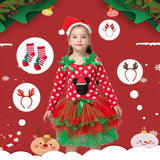Girls Christmas Costume Santa Claus Long Sleeve Winter Girl Dress 2-6 Years