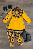 Toddler Kids Baby Girl Outfits Yellow Long Sleeve Autumn 2 Pcs