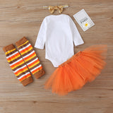 Baby Girl Fashion Halloween Dress+Tops+Headbands+Stocking 4 Pcs Set 0-24 Months