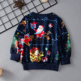 Kids Boys Christmas Long Sleeve Santa Clau Knitted Shirts