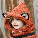 Girl Christmas Fox Ear Winter Hat Windproof Hats Scarf Cap