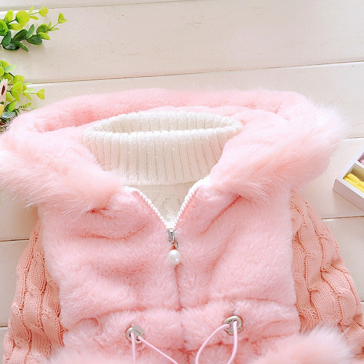 Girl Cotton Padded Wintereep Warm Thick Hooded Zipper Outerwear 1-5Years
