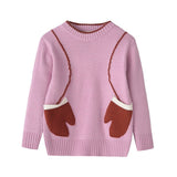Kids Boys Girls Long-sleeved Cloth Gloves Cotoon Warm Sweater 2-7 Years