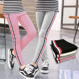 Girls Leggings Kids Pencil Pants Stripe Cotton Trousers