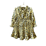 Girl Autumn Dress Fashion Leopard Printed Long Sleeved Dresses 2-12 Years