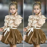 Girl Party Autumn Long Sleeve Ruffle 2 Pcs Outfits 1-6 Years
