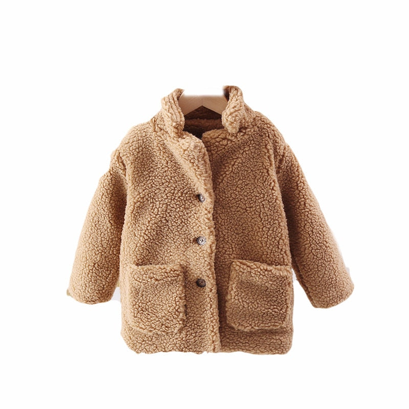 Girls Baby Cashmere Long Winter Coat 1-6 Years