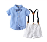 Gentleman Baby Boy Bow Tie Short Sleeve Shorts 2 Pcs Sets