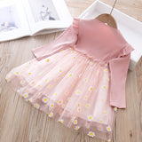 Girls Autumn Veil  Printed Baby Wear Flower Casual Dress