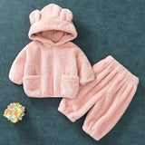 Boys Girls Winter Clothing Set Cute Bear Pajamas 2 Pcs