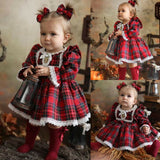 Toddler Kids Baby Girl Princess Red Plaid Ruffles Lace Tutu Dresses 1-6Y