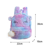 Toddler Girls Plush Backpack Cute Animal Pom Zipper Bookbag