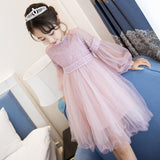 Kids Girls Lace Lantern Sleeve Wedding Tutu Ball Grown Party Princess Dresses
