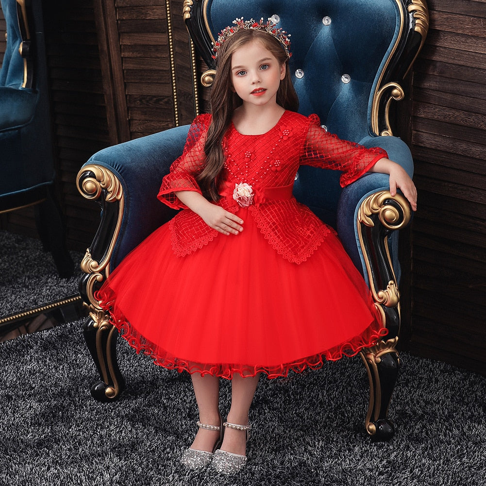 Lace Pearls Vintage Flower Girl Dress Half Sleeves Tulle Little Girl  Wedding Dresses Beautiful Child Pageant Dresses Gowns From Dh418623186,  $92.47 | DHgate.Com