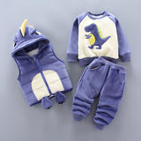 Baby Clothing Sets Casual Winter Cartoon Thick Warm 3Pcs Outfits