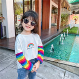 Girl T-shirt Casual Colorful Striped Long Sleeve Tops 1-6 Years