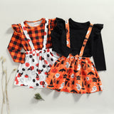 12M-5Y Fall Spring Kids Baby Girl Halloween O-Neck Suit 2 Pcs Set