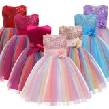 Kid Girls Wedding Prom Ball Gown Princess Sequins Flower Dresses
