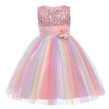 Kid Girls Wedding Prom Ball Gown Princess Sequins Flower Dresses