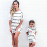 Mother Daughter Short Sleeve Striped Family Matching Shirts Tops