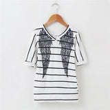 Mother Daughter Short Sleeve Striped Family Matching Shirts Tops