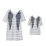 Mother Daughter Short Sleeve Striped Family Matching Shirts Tops
