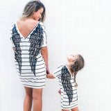 Mother Daughter Short Sleeve Striped Family Matching Shirts Tops