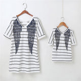 Mother Daughter Short Sleeve Striped Family Matching Shirts Tops