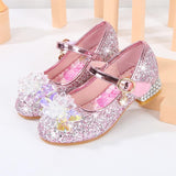 Girls Flowers Casual Glitter High-heeled Bow Shoes