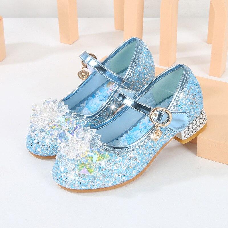 Girls Flowers Casual Glitter High-heeled Bow Shoes