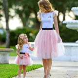 Family Matching Mother Daughter Dress Fly Sleeve 2 Pcs Dress