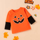 6M-5Y Baby Halloween Pumpkin Tops Stripe Outfits Set 2 Pcs