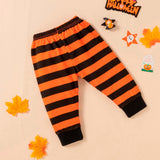 6M-5Y Baby Halloween Pumpkin Tops Stripe Outfits Set 2 Pcs