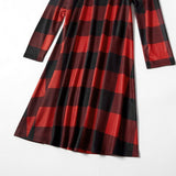 Family Matching Mother Daughter New Year Christmas Plaid Mini Dress
